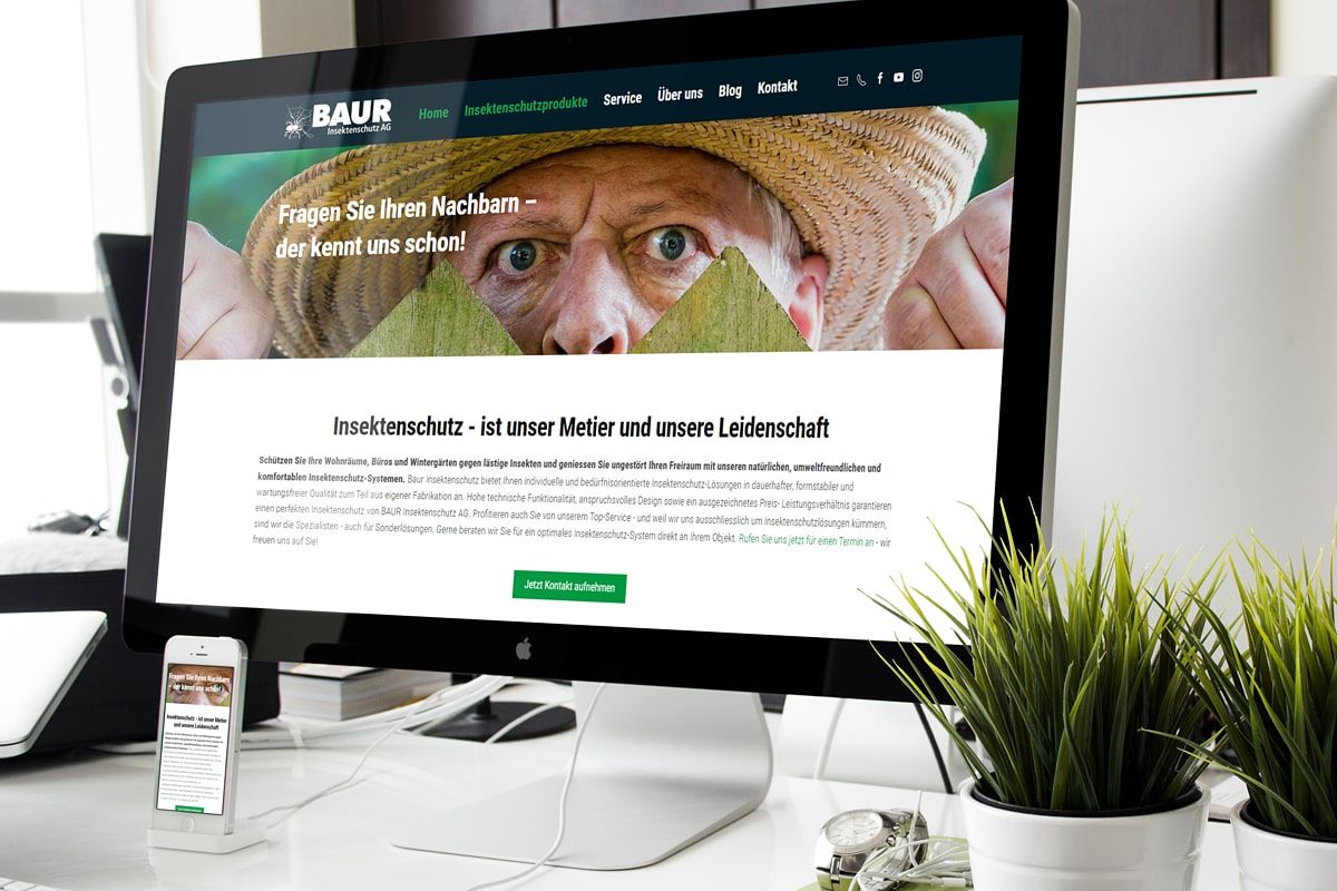 Baur Insektenschutz AG - Neue Webseite, erstellt mit dem Content Management System von Joomla!.
